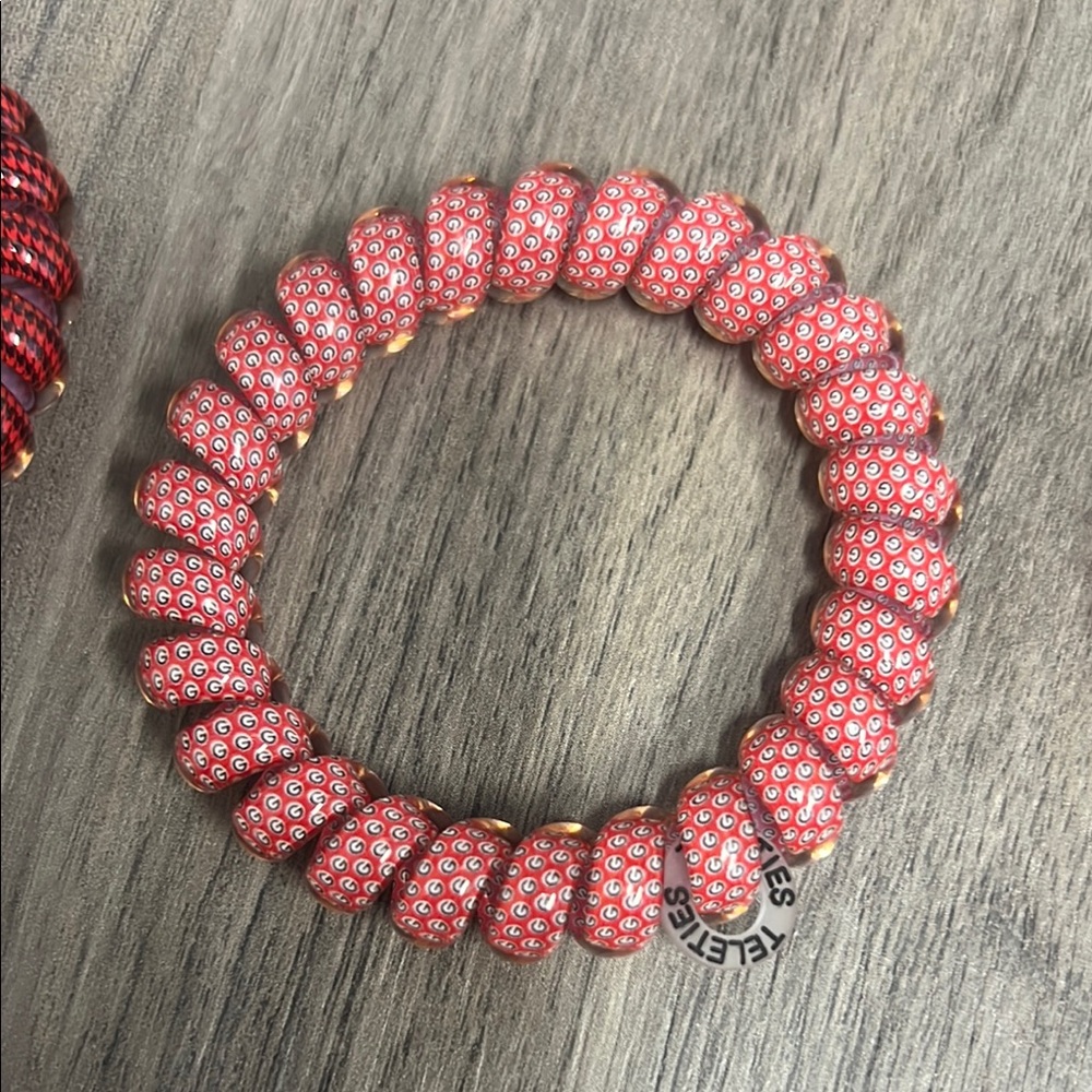 ♥️Georgia Bulldogs Red and Pink Coiled Bracelets Set - Picture 2 of 3